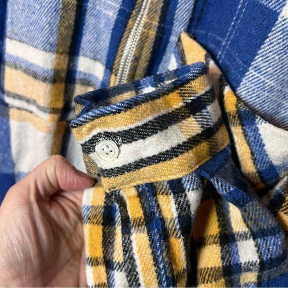 BoohooMAN 1/2 Zip Pullover Flannel Shirt Men’s L Heavy Brushed Overshirt Jacket - Picture 9 of 13